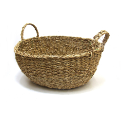 Kosz z trawy morskiej płaski okragły 42cm